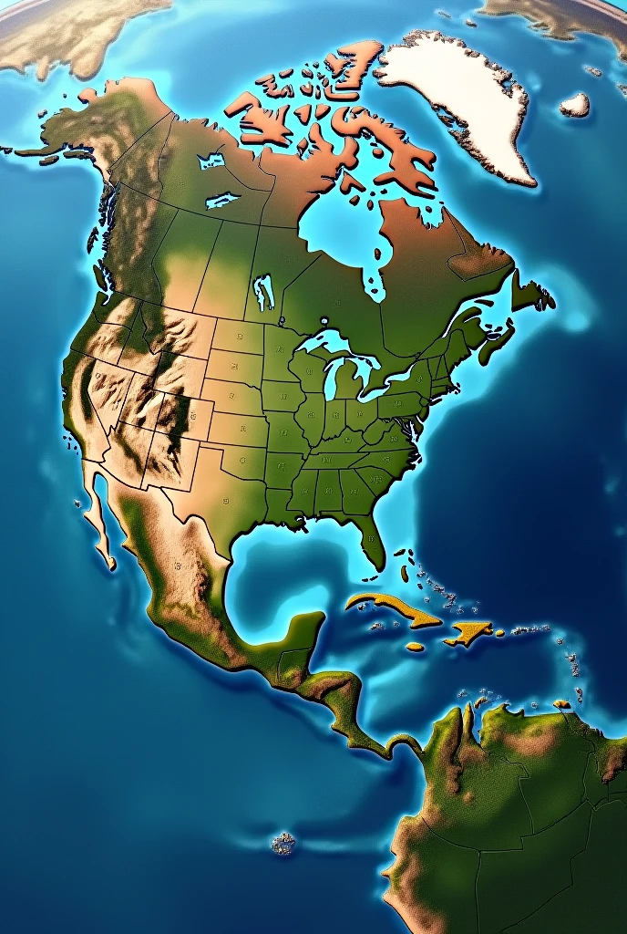 Image. From the map of America with its rivers and mountains and oceans 