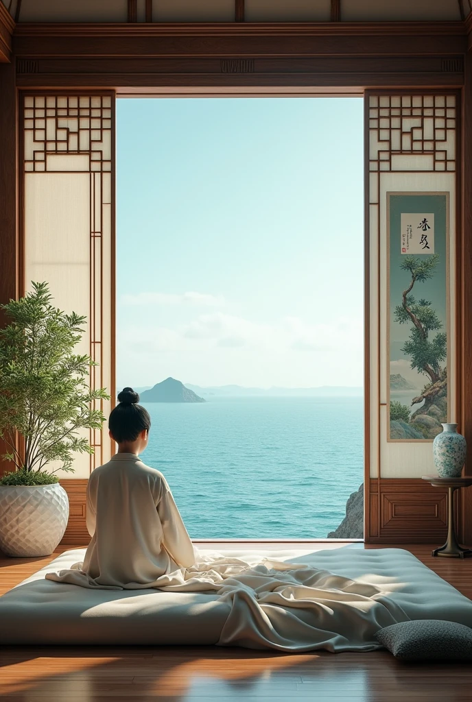 A Chinese sea themed bedroom.