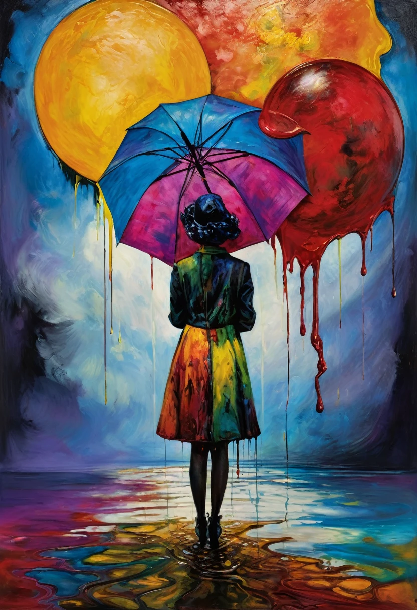 (Artistic Masterpiece of Romantic Life) ( (Themed Art of Life) ( (Conceptual Art) (NFT Exclusive) (Fauvism Work) ()”) Where visual poetry transcends traditional boundaries and embraces the dynamic interplay between creativity and technology Takes),dripping paint,darkart,style, in the style of esao andrews