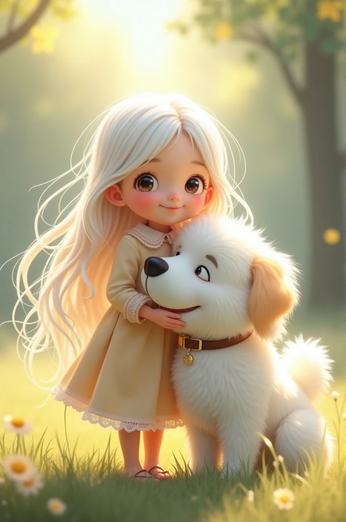 Girl dog white hair 