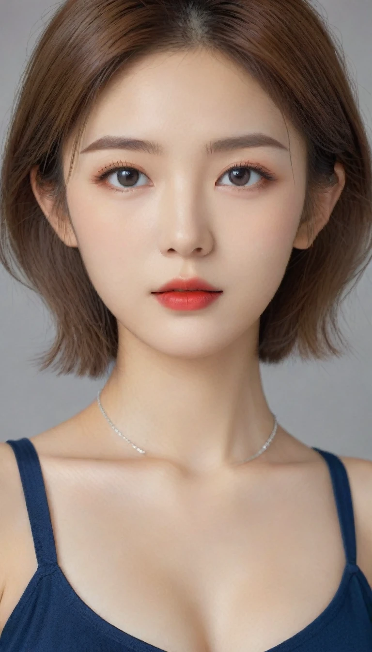 8k, Ultra-high resolution, Highest quality, masterpiece, 三分割法によるphotograph,Surreal, photograph, 1 Girl, (:1.3), pretty girl, Cute Face, 細部までBeautiful Eyes, 細かくdetailedに,masterpiece,One Girl:1.2,Japanese female announcer,cowboy shot,light smile,Blonde hair,Bowl cut,Sailor, (Short-sleeved sailor uniform, Navy blue mini skirt),(Perfect female body:1.4)、(女の子のポートレートphgraph:1.4)、(Photorealistic images:1.4),(Beautiful Face:1.4),Beautiful and attractive eyes、Beautiful Eyes、(Tight waist:1.4)、(Beautiful girl with perfect body proportions:1.4),Red lips,(choker:1.4),Looking at the audience,(((Ideal body type))),A-cup small breasts :2,、Portraiture:2、Perfect Anatomy、鮮明なdetailed、detailed,Fashion magazine cover,Thin lips,Gray background ,完璧でBeautiful Face ,完璧でCute Face, Skin with attention to detail, Perfect limbs、Narrow waist,Looking at the audience,(((Ideal body type))),A cup small breasts :2,Portraiture:2,Perfect Anatomy,鮮明なdetailed,detailed,Surreal,Light and shadow,glowing