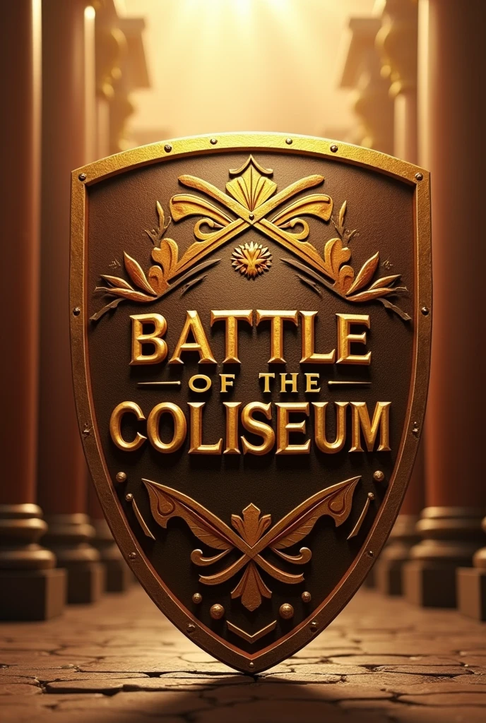 IN THE CENTER A SHIELD WITH THE NAME BATTLE OF THE COLISEUM GOLDEN BACKGROUND