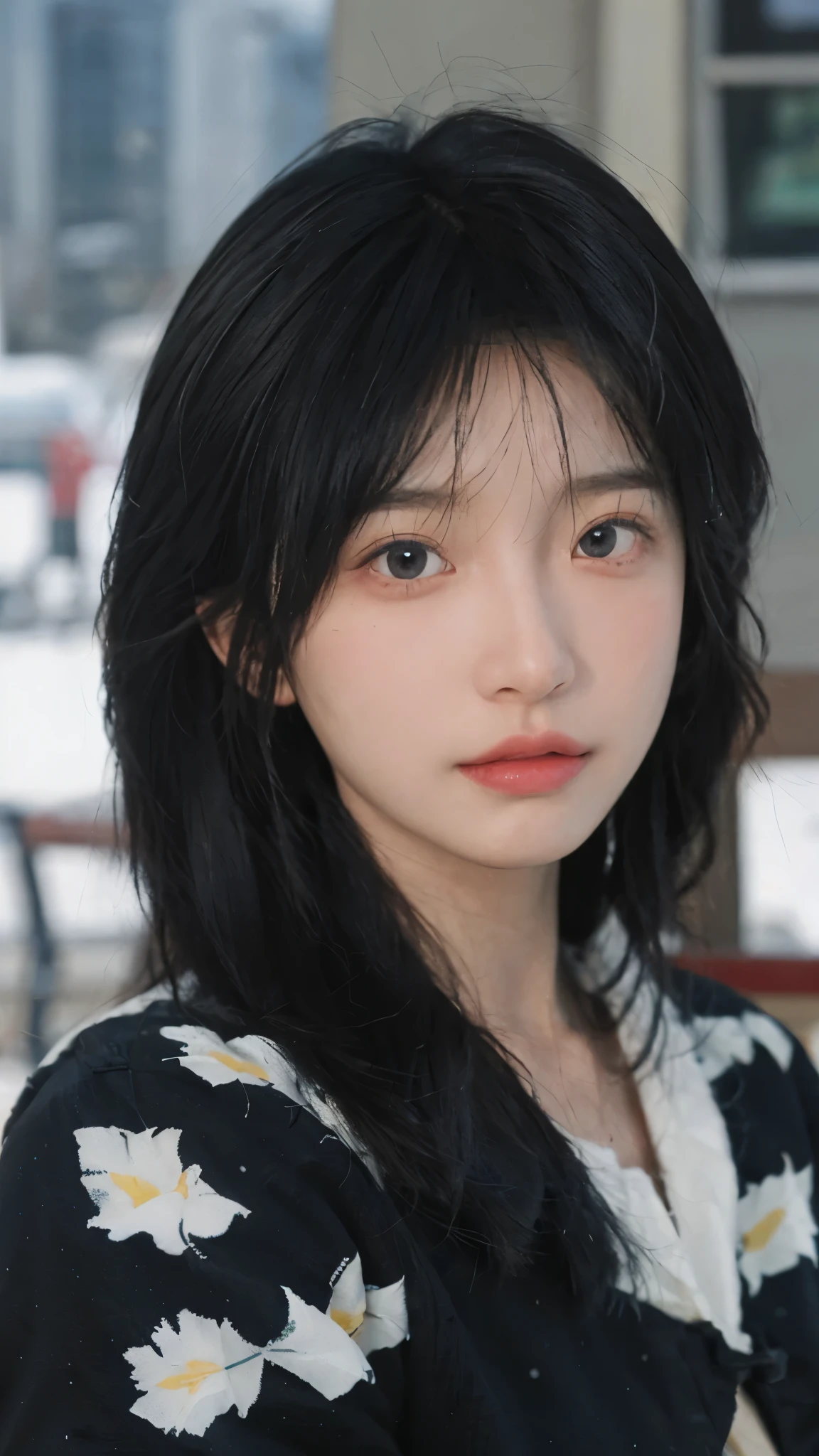 Best quality,Ultra-high resolution,(lifelike:1.4),Cute hairpin,2girll,Sparkling eyes,Short blue hair,jk,Snow-white skin,Blush,Slim beauty,At school,Ultra-fine face,Exquisite eyes,Double eyelids,
