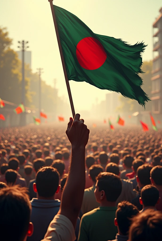 Bangladeshi Flag in my hand Salute of massive people