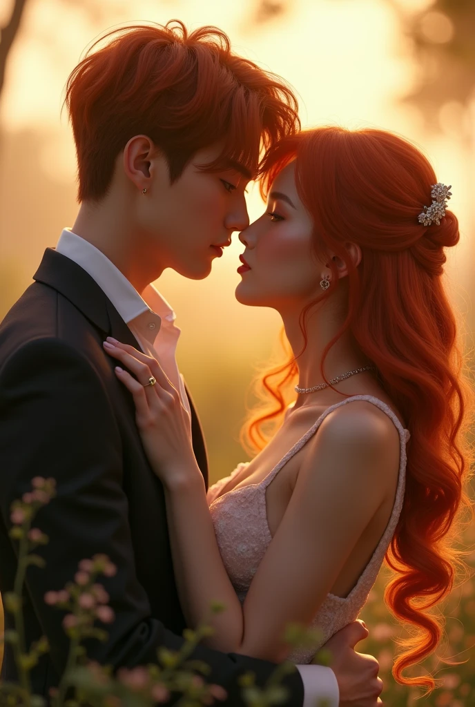 Redhead Renata Ri with Kim Taehyung from BTS kissing 