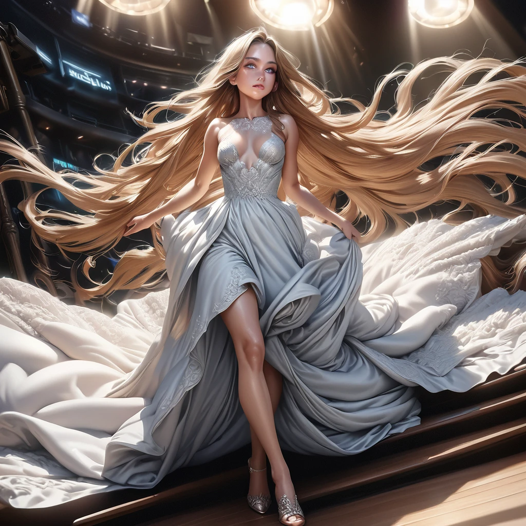 a beautiful detailed anime girl, 1girl, long hair, detailed face, beautiful eyes, beautiful lips, beautiful skin, sexy dress, detailed dress, flowing dress, full body shot, looking at viewer, photorealistic, 8k, highly detailed, masterpiece, (best quality, ultra-detailed, realistic, photorealistic:1.4), intricate details, vivid colors, studio lighting, cinematic lighting, dramatic lighting, fantasy art, elegant, graceful