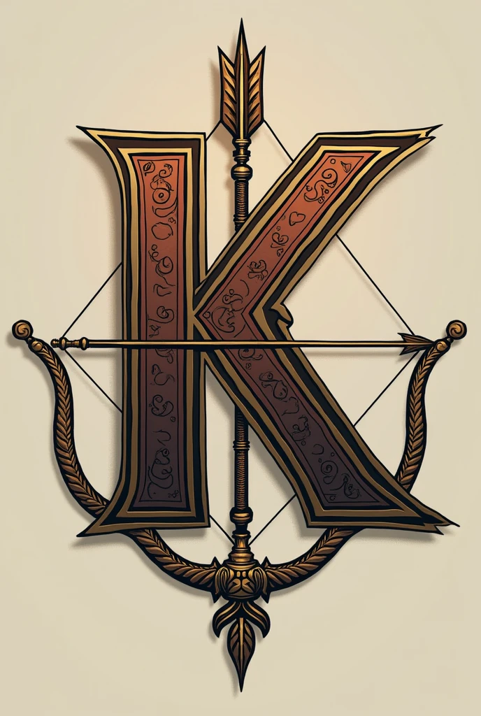A logo of a K with an Indian bow and arrow