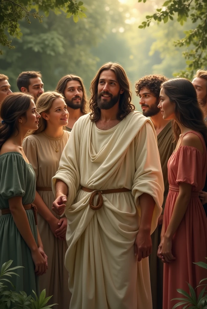 Jesus with young people and couples of Christ