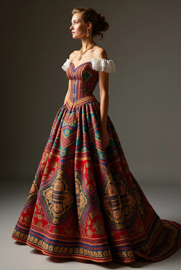 gala dress in the colours of the traditional Danish costume