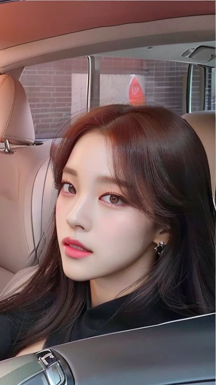 A cartoon image of a woman in a car with a man in the background., Manhwa, delicate androgynous prince, webtoons, beautiful androgynous prince, sakimi-chan, 🤤 girl portrait, urban girl fanart, Portrait of Jossi from Blackpink, by Yang J, sensual smile, inspiration in Ma Yuanyu, with long hair and piercing eyes , jisoo from blackpink, popular south korean makeup, quality detailed ,(beautiful makeup :1.2), wide hips, Big, Big ass, (best quality, 8k, masterpiece: 1.3), clear focus: 1.2, Perfect body beauty: 1.4, strong abs, Very detailed face and skin texture. , detailed eyes, double eyelids, (long hair), Having very marked curves, with greater volume in ((hips and breasts)), which makes the waist look much smaller ((wasp waist)).(masterpiece, top quality, Best Quality, official art, depth of field, Beauty: 1.2), pinnacle rendering, Realistic representation, (1 girl)