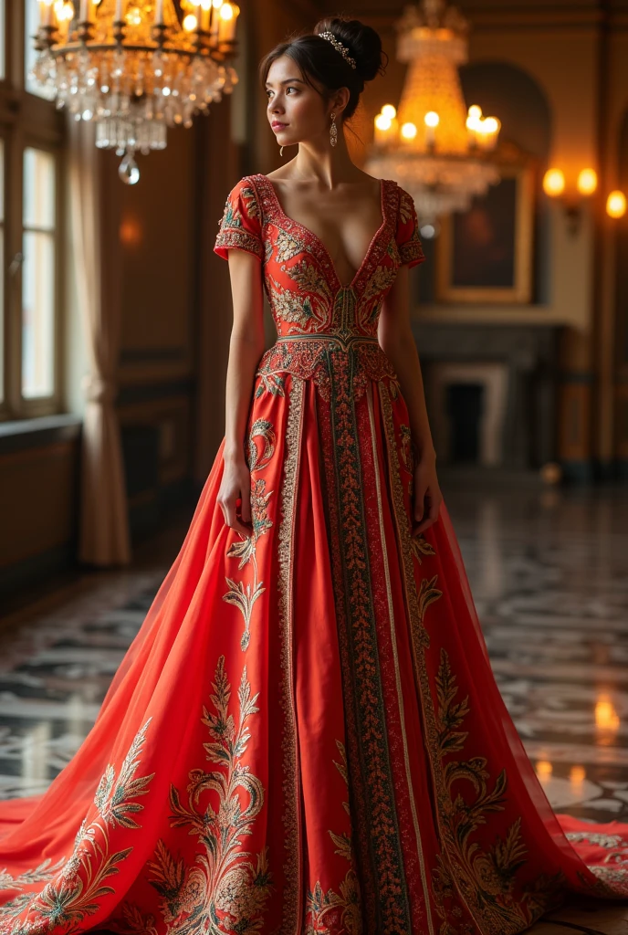 gala dress in the colours of the traditional Danish costume