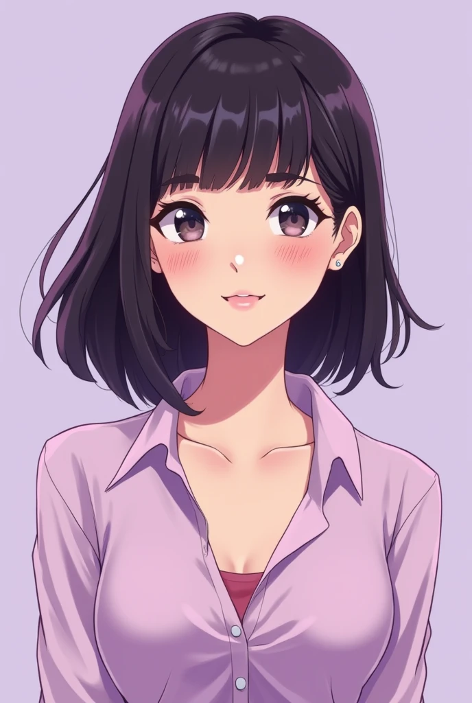 Gentle smile beauty bob hair woman in her 20s fashionable anime style illustration light purple background