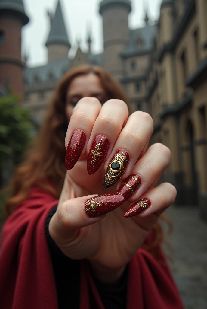 nails ispired by hermiona granger