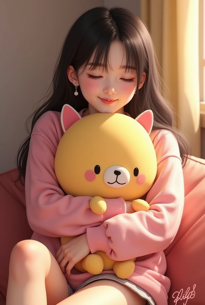 Lalisa con un peluche de cooky