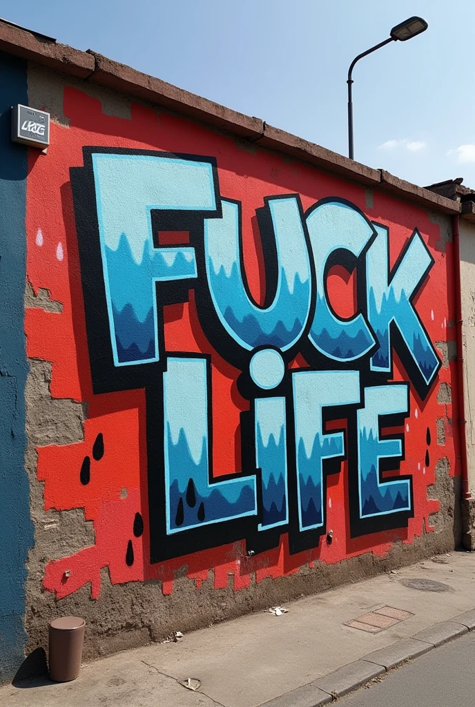 "A street wall in Peru that says FUCK LIFE in graffiti-style letters in 3000 x 3000"












