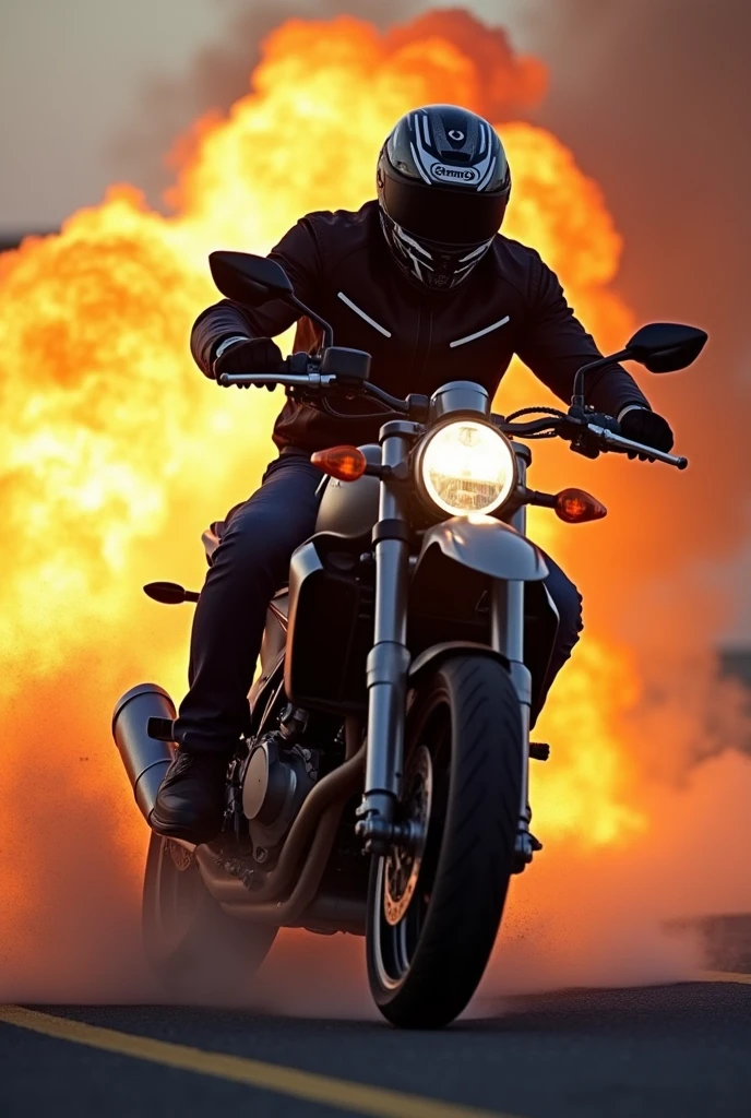 Powerfull biker on motorbike