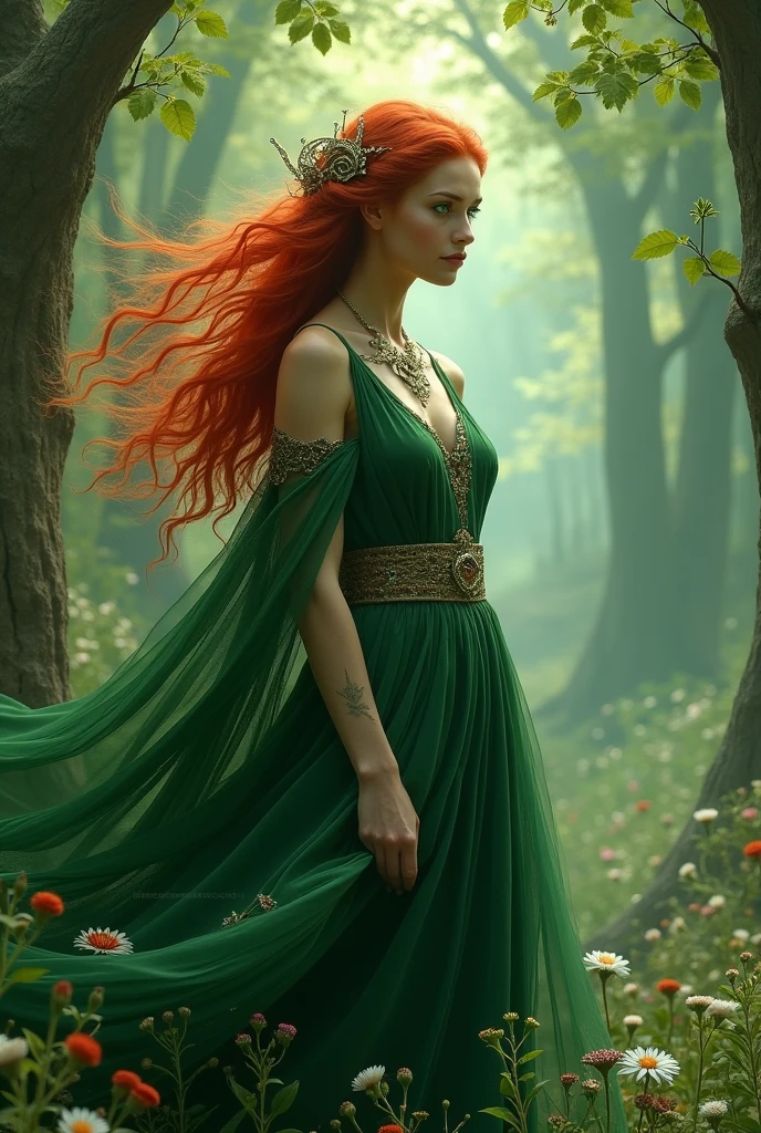 Red Witch, green eyes, green dress, I will draw you In my short poems I will draw you The way I saw you in my dreams I will draw you The one I have been looking for for so long This world without you is so surprisingly small for me We live in one world The world is full of different beauties We see dreams about one thing In which everything is only for us The moon shines for us And the stars shine for us All the pearls from the bottom are for you You are the only one in the whole world You are the only one I need photography, realistically, 8k