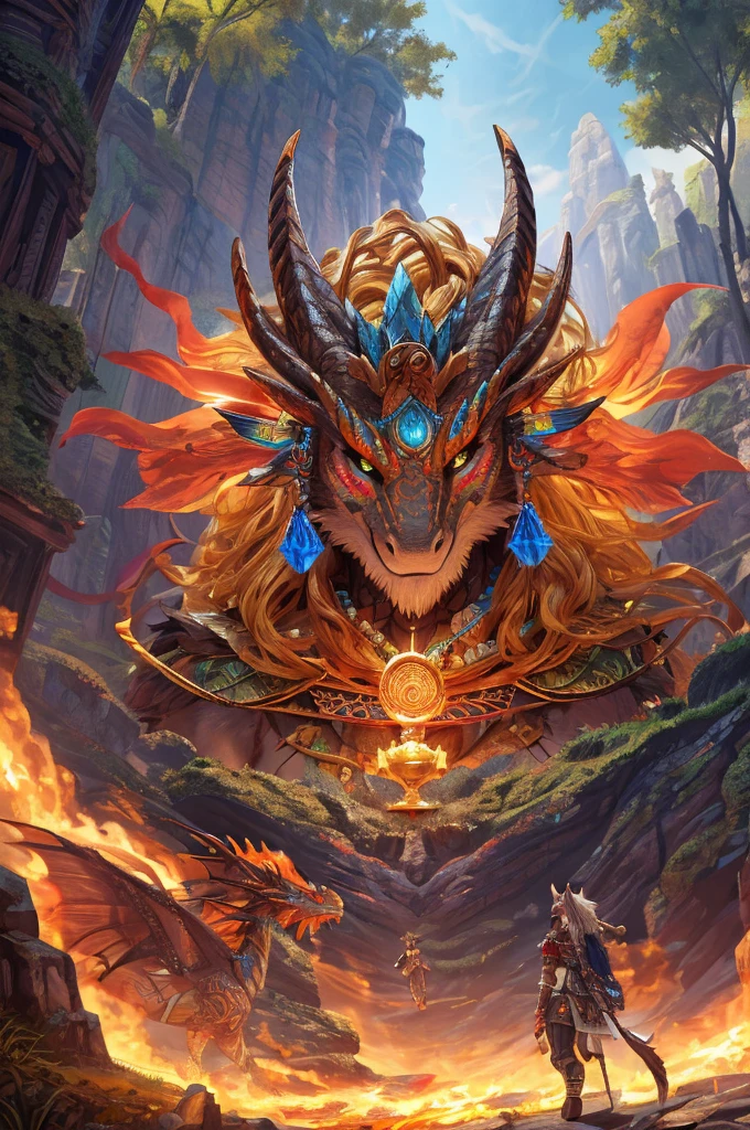 Anthropomorphic feminine kitsune-dragon enchantress. Official Art – An Award-Winning Digital Masterpiece In 4K Ultra HD, Extreme Detail And Intricate Realism. Symmetrical Face. This Concept Art Brought To Life By The Hands Of Artists Like Wlop & Artgerm In A Stunning 2D Vector Illustration. Breath of the wild. Background Is A Panoramic Vista.