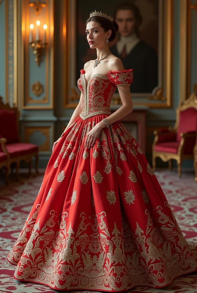 gala dress in the colours of the traditional Danish costume