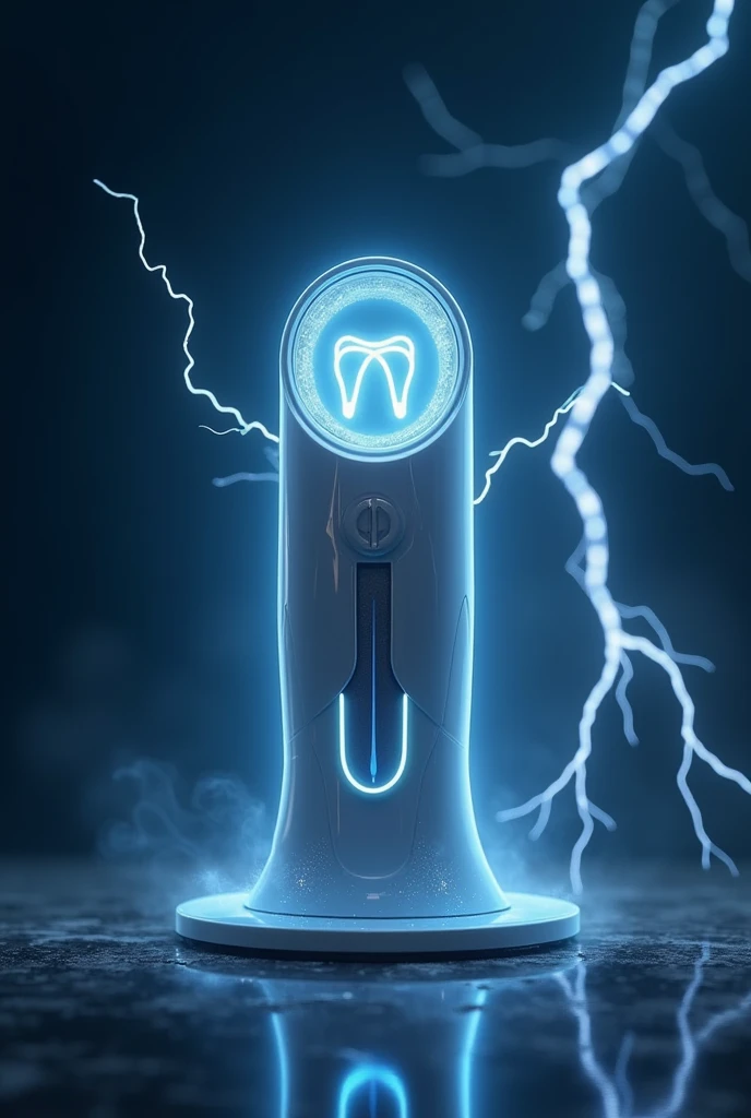 Create a logo of an infinite toothpick that its box washes the toothpick to be reused futuristic lightning machine