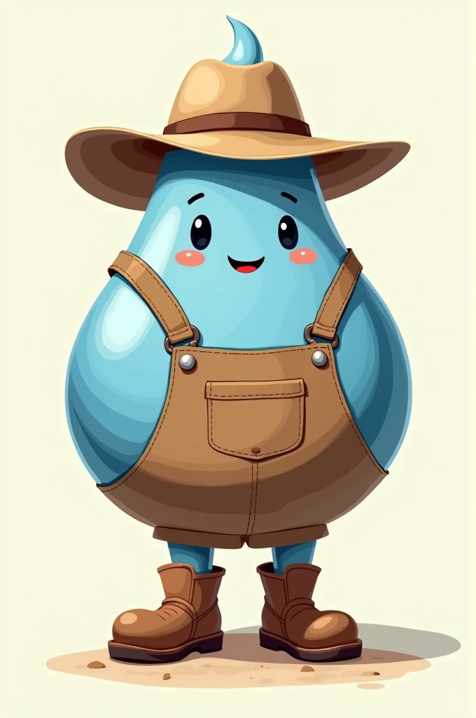 A vectorized image of a water drop wearing farmer clothes