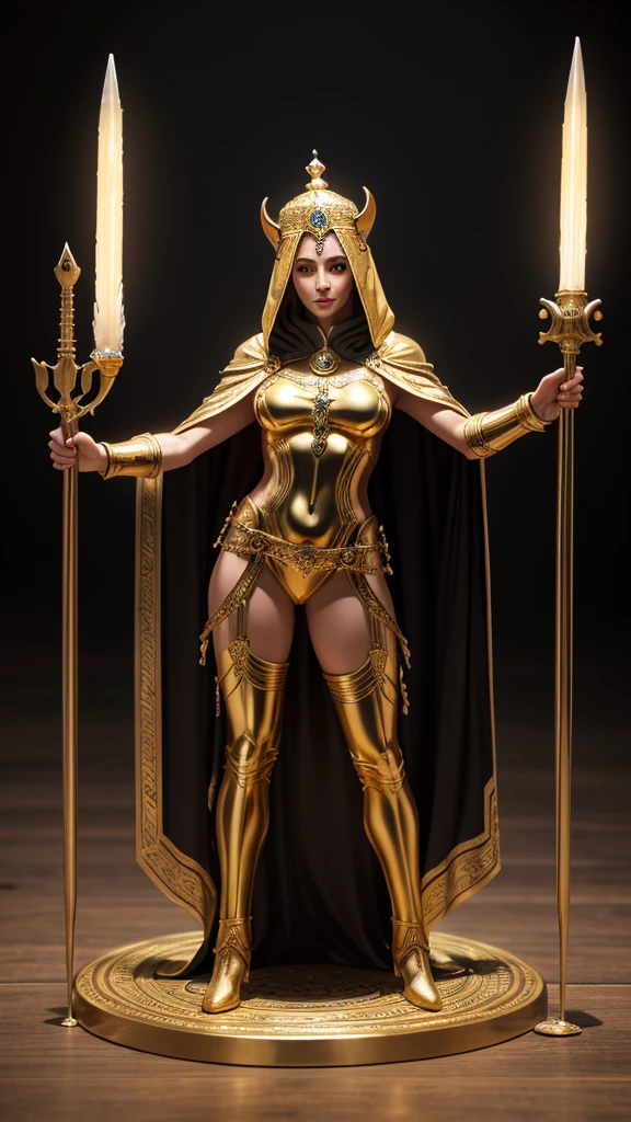 Beautiful egiptian goddess a
Sekhmeth Beautiful In battle pose with a spear With hood and cape Wearing gold ornaments Eyes with unearthly glow Photorealistic image Dramatic lighting Spectral setting With Lioness Head, Dramatic pose View from below