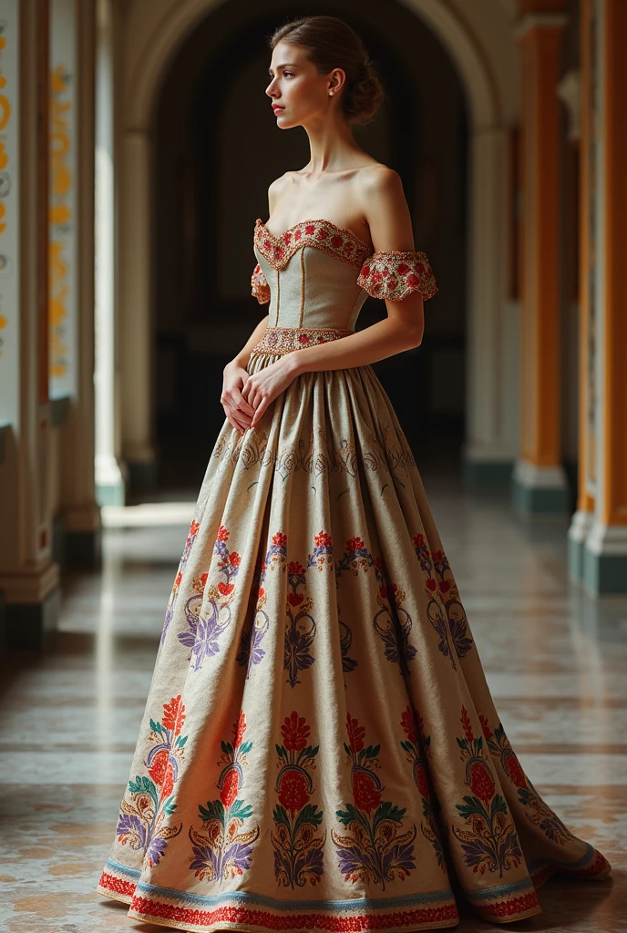 gala dress in the colours of the traditional Danish costume