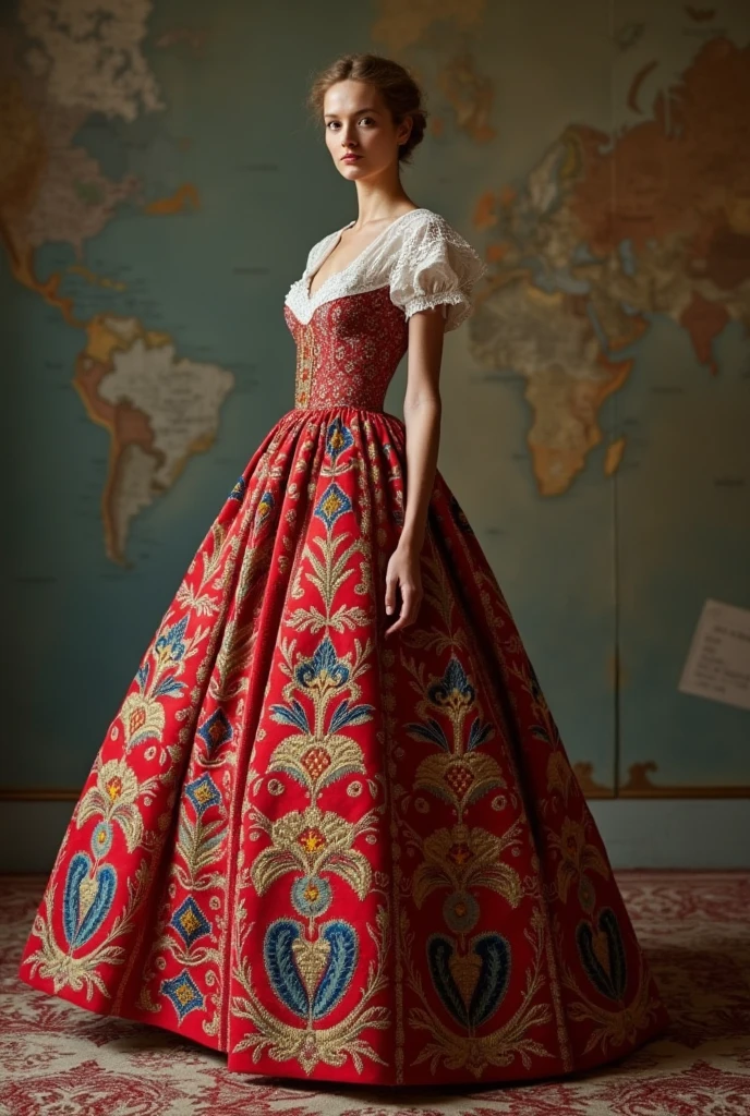 gala dress in the colours of the traditional Danish costume