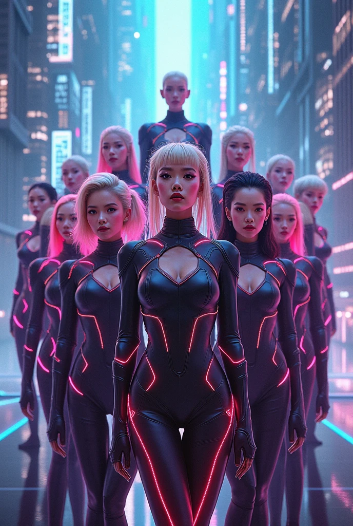 Make me a 15 member K-POP group with a futuristic concept 