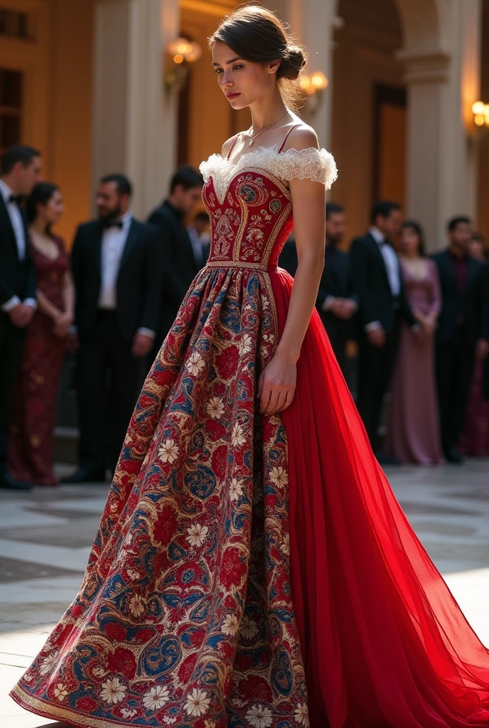 gala dress with colours of the typical Danish costume easy