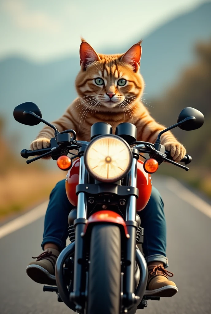 Cat riding a motorcycle