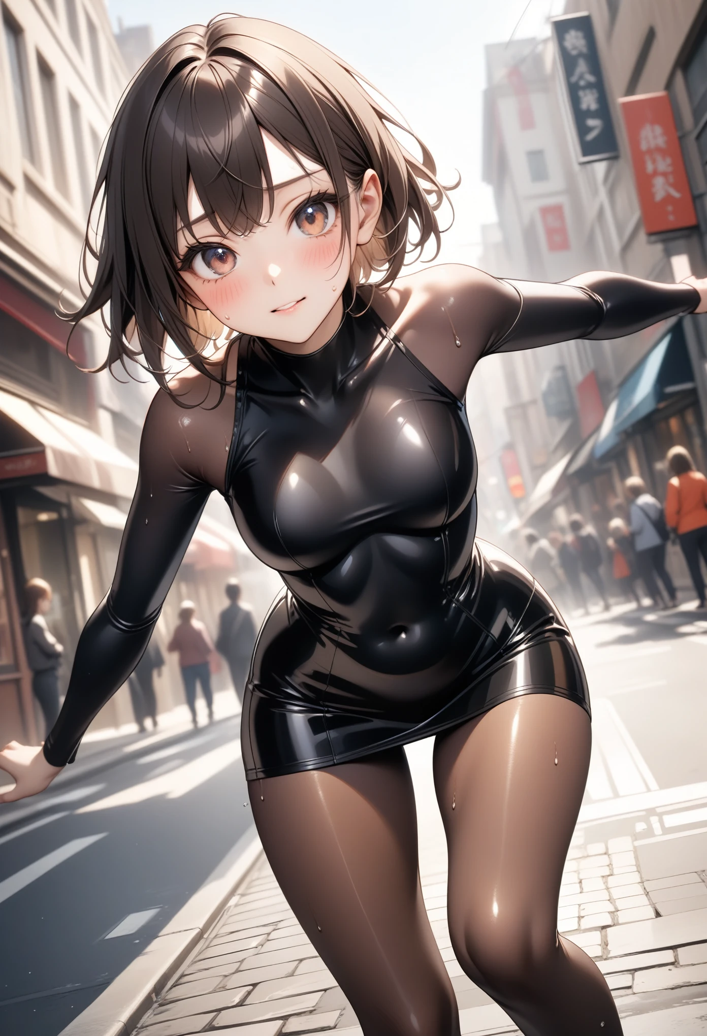 NSFW,pussy,How,(((Ahegao)))、Camel Toe:1.4、Erect nipples、(Sweat)、(vapor)､(((Long gloves:1.3)))、Brown Loafers、Black calf socks、Open your thighs wide to the left and right､Crouch on the ground、Showing your crotch to the audience, ((Latex Competitive Swimwear:1.3、High Leg、Squat, Spread your legs:1.3, Put your arms behind your head ))、12 years old、Absurd、Black Bob、golden headband、Flat lighting、Elevation、Sexy pose、Highest quality、Complex、Surreal、perspective, Very detailed, Detailed Background, shape、1 Girl、alone、Big Breasts、A light smile, Embarrassing, blush, ((Outdoor pool side)),
