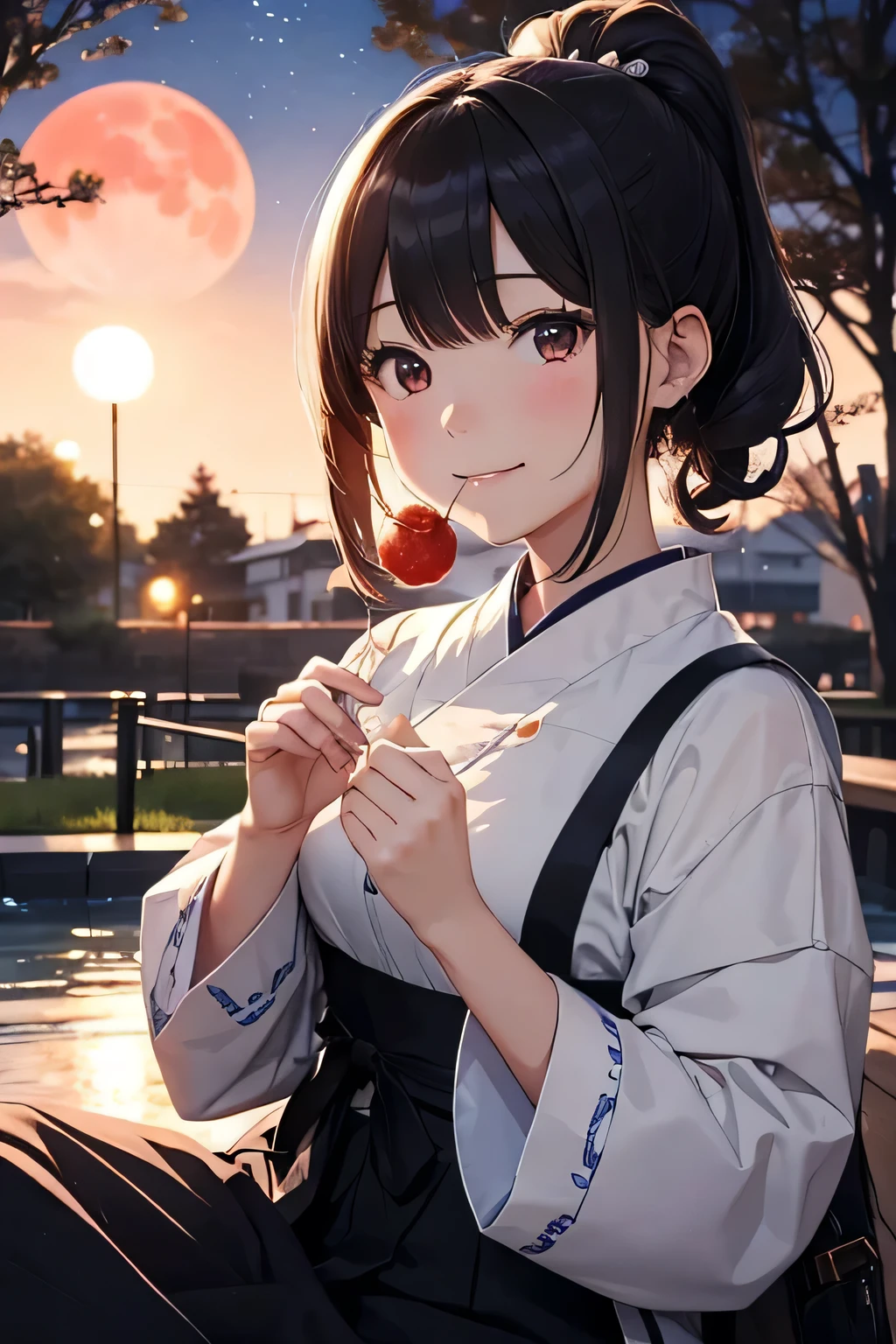 Highest quality、High resolution、Detailed Background、(Beautiful face in every detail:1.4)、Highly detailed face、Normal number of fingers、Teenage beauty、Huge breasts、Perfect body line、Light color hair、Twin tails、Bobcut、ponytail、Cute gestures、Fun atmosphere、A big smile、Tsukimi、

Enjoying Tsukimi、Tsukimi spending time with friends、

At dusk、A girl and her friends are gathered in a nearby park.、
Everyone brought homemade dumplings and sweets, looked up at the big, bright red moon, and chatted happily.、While eating dumplings「This year&#39;s Tsukimi is very beautiful!」「Moon、I wish you a happy new year.!」I&#39;m exchanging words with、
Some children were playing by making origami moon-shaped paper and folding it skillfully together with their friends.、「My Origami Moon、copper?」&quot;「This is how I folded it」The atmosphere is peaceful and friendly.、
When the children got tired of playing, they sat down on the blankets.、We started singing Tsukimi&#39;s song together.、
I can feel myself creating heartwarming memories under the gentle moonlight.