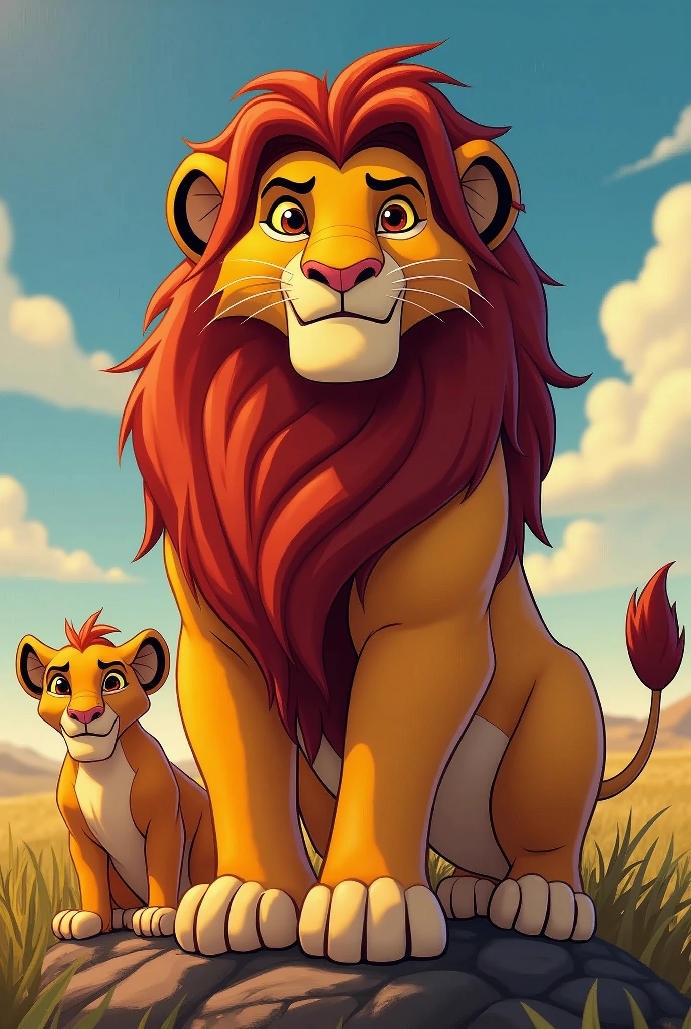 The Lion King - EAC Visiting Uncles"

objective: Create a Disney-style artwork to represent the visiting uncles at the EAC retreat (Teens Encounter with Christ). make 5 cars with 5 characters and a lion cub in each car.