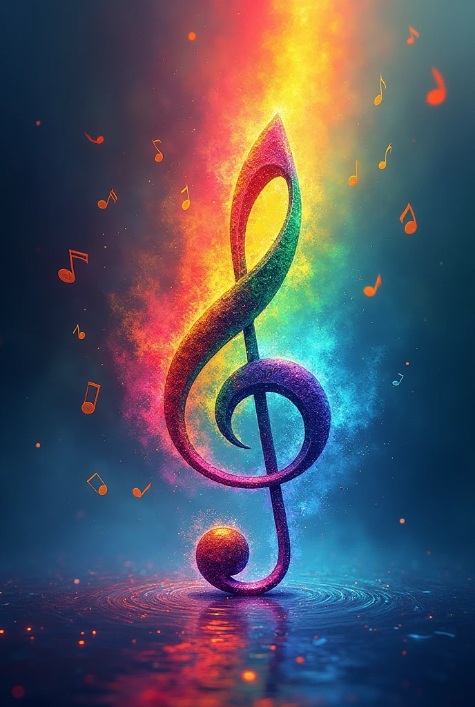 Draw a musical staff that turns into a rainbow. Each line of the pentagram can be mixed with the colors of the rainbow, symbolizing how music can evoke a wide range of emotions and colors. In the background, you can add musical notes floating around.