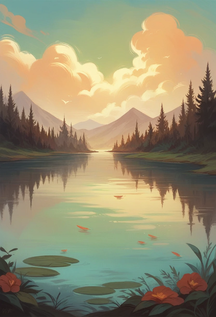 Create an enchanting scene featuring hugh jackman as wolverine standing at the edge of a tranquil lake, surrounded by breathtaking natural beauty, as the sun gracefully sets in the horizon.