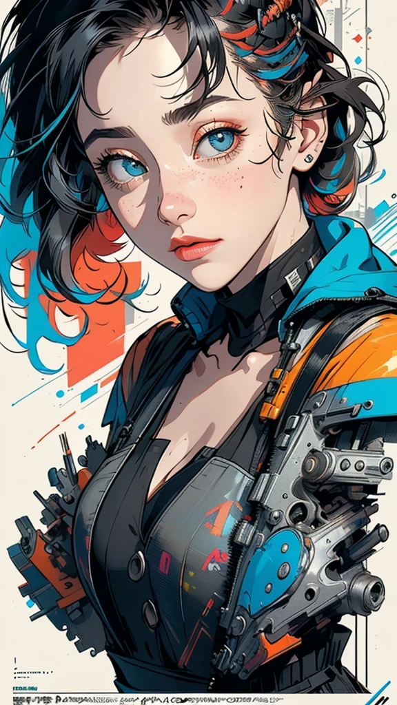 (((masterpiece, highest quality))),(((solo:1.2))),(((1girl:1.2))),32k wallpaper, very detailed, poster, vintage science fiction,(((((geometric cinematic movie poster))))), (bauhaus), shape,(((abstract))),(mid century modern),movie poster,(((((portfolio))))),(((((Close-up))))),(((((bust up))))),((((more various angle)))),(((highlight))),((((heterochromia)))),(((complete. detailed face))),(((Extremely talented))),(((((most complecated machine))))),Colorful color scheme,(Cleavage),(((((unlimited mechanic Workaholic))))),(((Absolutely blank background)))