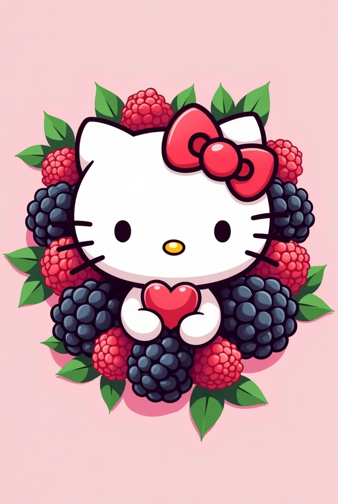HelloKitty logo with blackberries and raspberries
