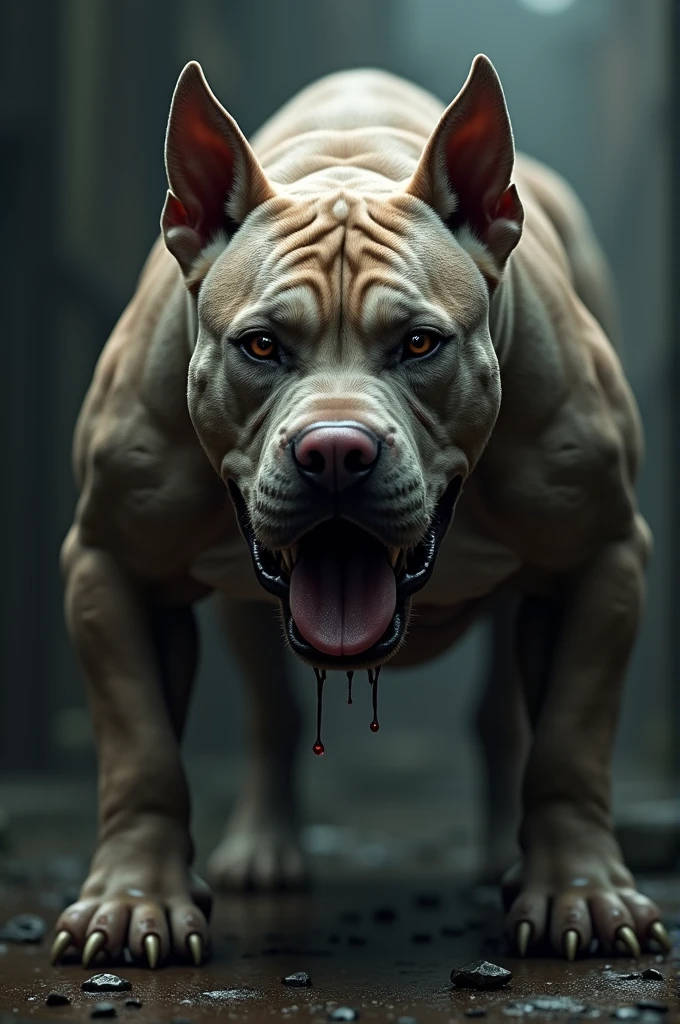 Create a terrifying pitbull