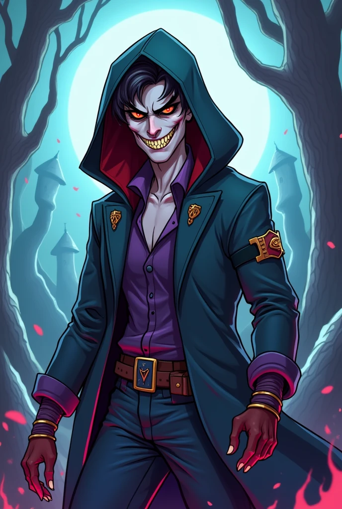 Male vampire rogue hooded, Cartoon style aventure time