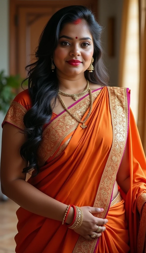 Indian chubby hot bhabi bearing tight blouse saree large breast 