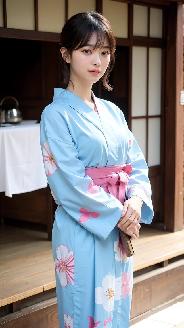 Japanese women、yukata、Floral