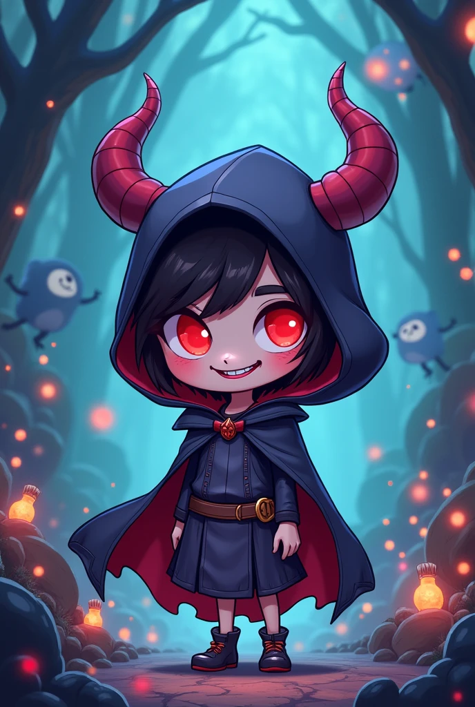 Cute vampire rogue hooded, Cartoon style adventure time rpg