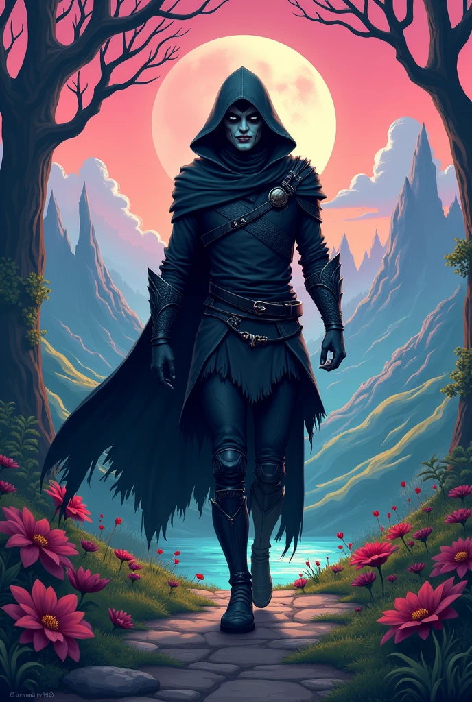 Vampire rogue hooded, Cartoon style adventure time rpg lord of the rings