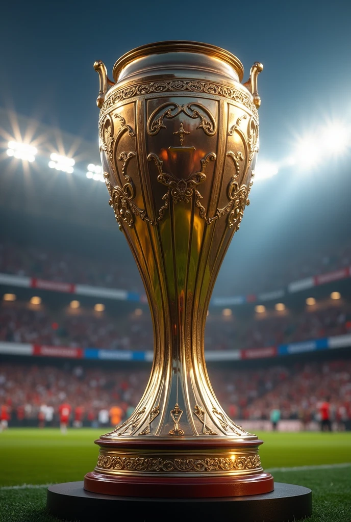 A football trophy with PLSCR Cup desined on it