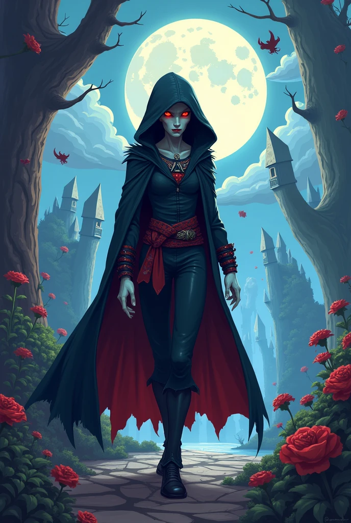 Vampire rogue hooded, Cartoon style adventure time rpg lord of the rings