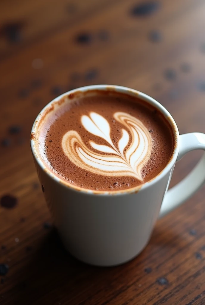 make an advertising image of a delicious hot chocolate in a cup with nutella on the edges, with spaces for me to put the physical address , a place in the upper right corner for me to put my logo without the latte art
