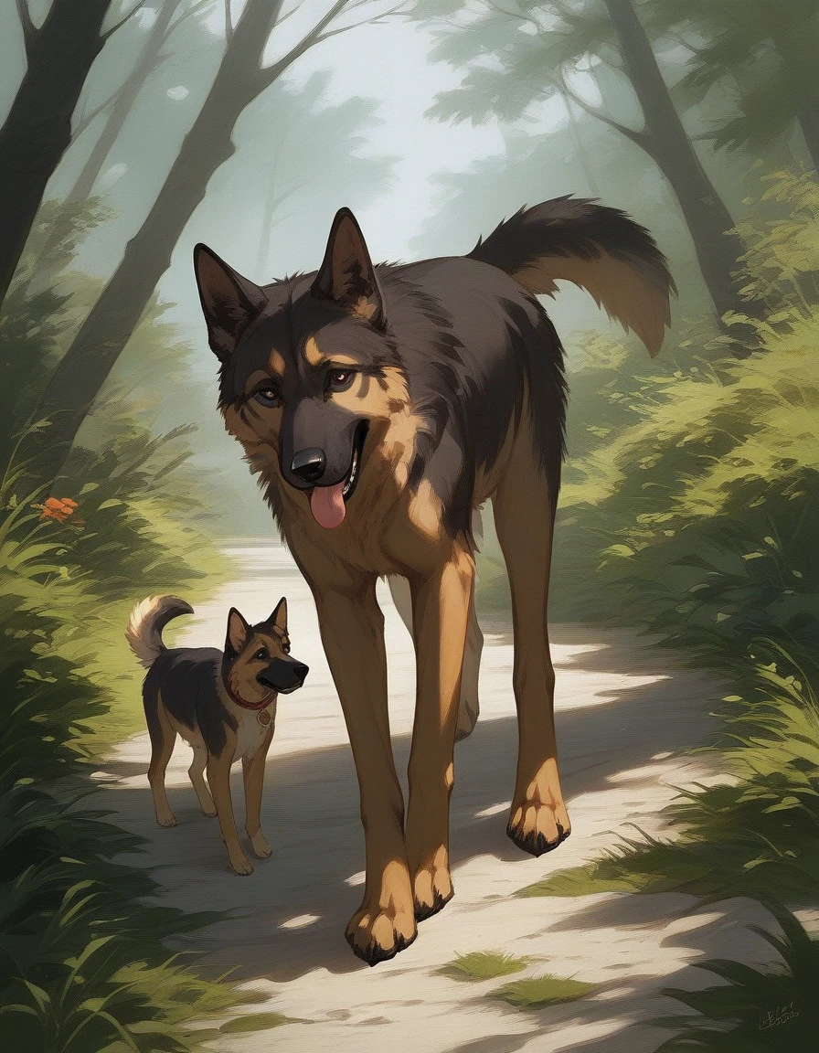 anthro, german shepherd, male, skinny body, shaggy fur, thick fur, topless, german shepherd tail, sheath, balls, sitting, realistic fur, cum on face, visibly blushing, she, nervous, submissive, symmetrical eyes, realistic eyes, detailed background, wilderness background, realistic, photorealistic, ultra realistic, 8k, (by blotch)