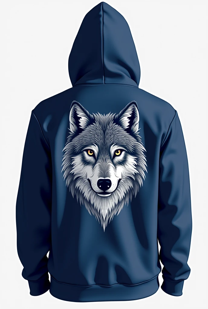 Give me the design of a sweatshirt and a prom jacket from the Colsubsidio Ciudadela school. The clothes have to be cute with a wolf on the back. It also has to have the 2025 on it since that is the prom. It has to be cute and minimalist. Do it with a hood and the wolf has to be more like a symbol. I know you can make the wolf better. The sweatshirt can be royal blue or gray or white. It is a darker blue and the wolf is more elaborate.
