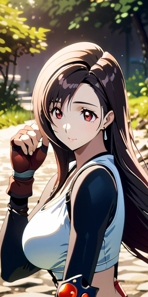 (((((tifa lockhart,Final Fantasy 7:1.5))))),((Highest quality、masterpiece、anime style、best quality、high resolution、8k、detailed、ultra-detailed:1.3))、Long legs:1.2, Beautiful woman with perfect figure:1.4、(Smiling:1.2), double eyelid、30-year-old female、((((One Woman,beautiful face,Beautiful face、Outdoor,upper body:1.5)))),Big Breasts、High resolution, accurate, Anatomically correct, High-resolution model, high quality, Very detailed, Ultra high definition、Black Hair、Straight Hair、Long Hair,Red open finger gloves,(Uplifting、action、contrapposto pose、dynamic、dynamicポーズ、dynamic motion:1.5)、(((((speed lines、action lines,movement,dynamism:1.0)))))、(water)
,effect